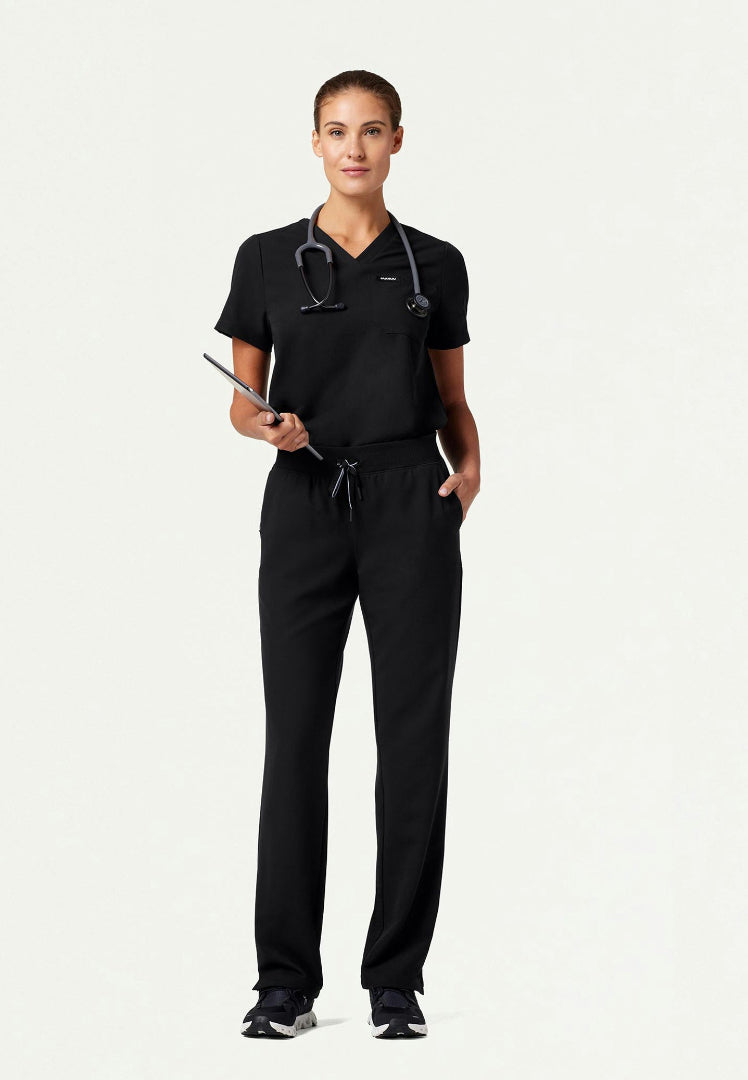 Xenos Essential Knit-Waist Scrub Pant - Black