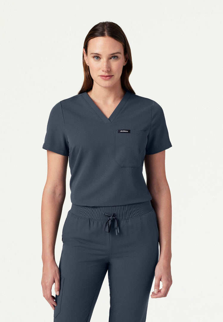 Blusa médica Rhena Slim Essential de un bolsillo - Gris carbón