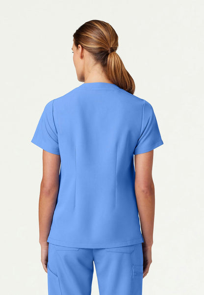 Blusa médica con cuello en V y muescas Helia - Azul cielo