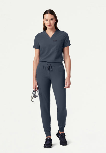Blusa médica Rhena Slim Essential de un bolsillo - Gris carbón