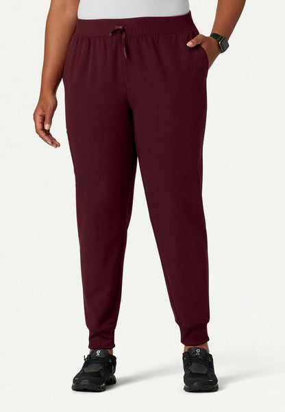 Silex Slim Knit-Waist Scrub Jogger - Burgundy