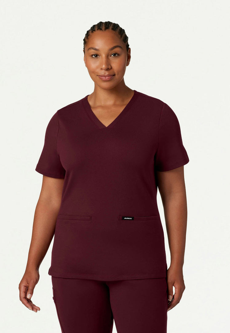 Cesi Slim UltraSOFT Scrub Top - Burgundy