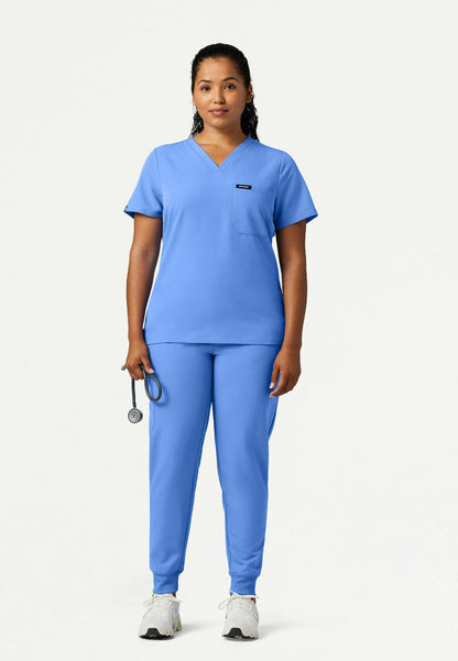Rhena Slim Essential 1-Pocket Scrub Top - Ciel Blue