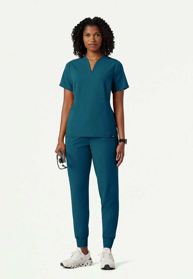 Calix Fit & Flare Scrub Top - Caribbean Blue