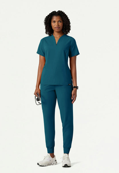 Calix Fit & Flare Scrub Top - Caribbean Blue