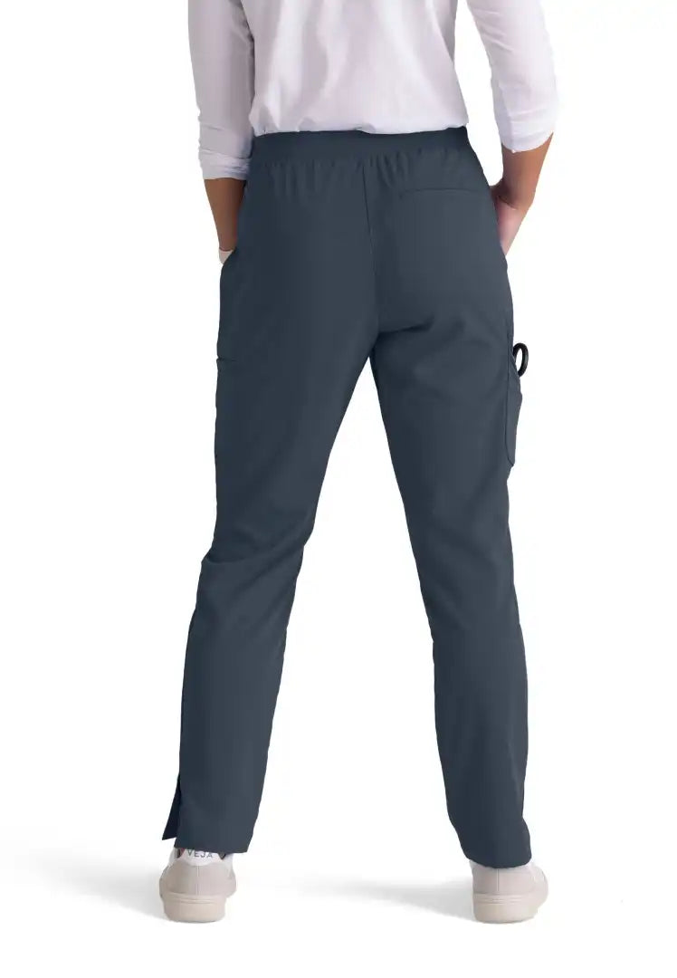 Pantalon d'uniforme médical à jambe fuselée à taille moyenne Serena à 7 poches - Acier