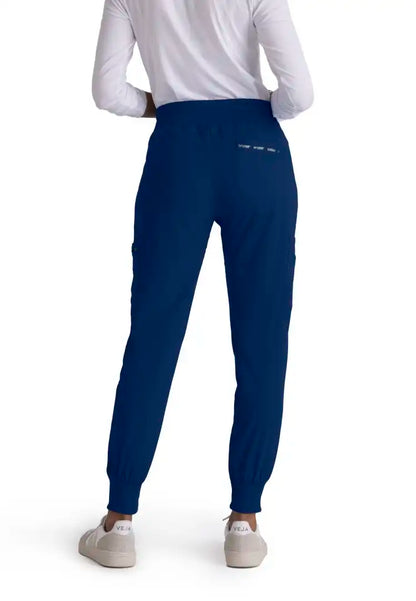 Grey's Anatomy™ Spandex Stretch "Carly" 7-Pocket Mid-Rise Jogger Scrub Pant - Indigo - The Uniform Store