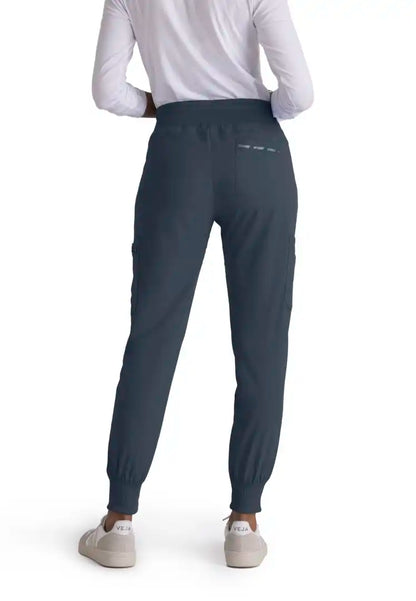 Grey's Anatomy™ Spandex Stretch "Carly" 7-Pocket Mid-Rise Jogger Scrub Pant - Steel - The Uniform Store