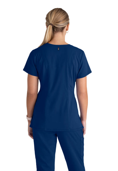 Serena 3-Pocket Ribbed Scrub Top - Indigo