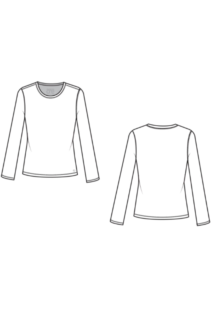 Line Drawing for Accelerate Long Sleeve Underscrub - Black