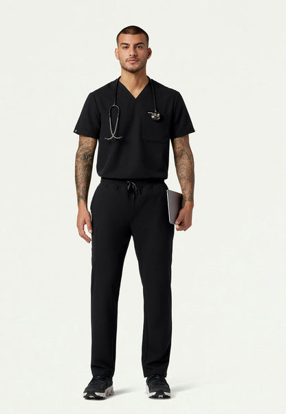Pantalón médico Rhodes Everyday de pierna recta - Negro