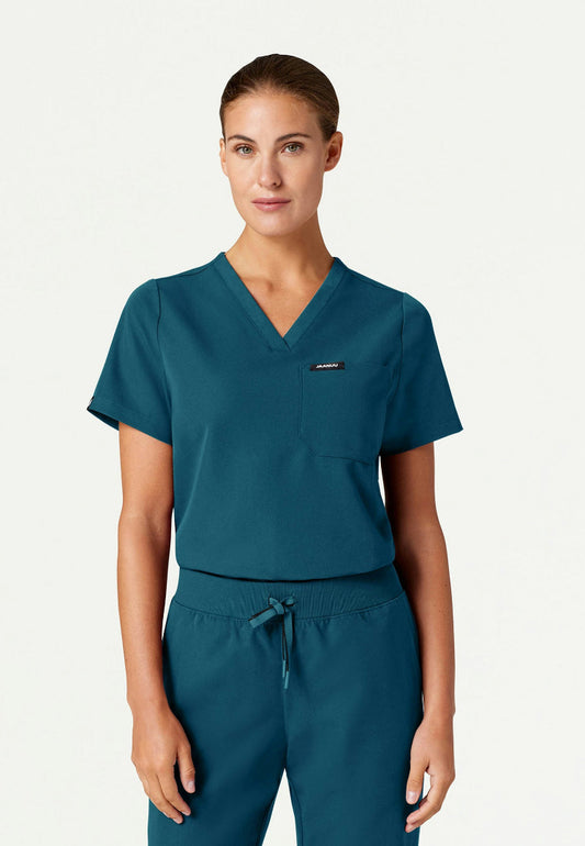 Rhena Essential 1-Pocket Scrub Top - Caribbean Blue