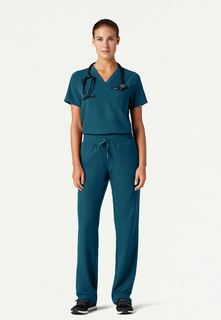 Rhena Essential 1-Pocket Scrub Top - Caribbean Blue