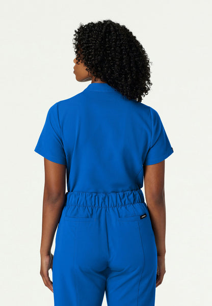 Savi Tuck-In Stand-Collar Scrub Top - Royal Blue