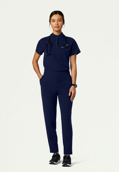 Savi Tuck-In Stand-Collar Scrub Top - Midnight Navy