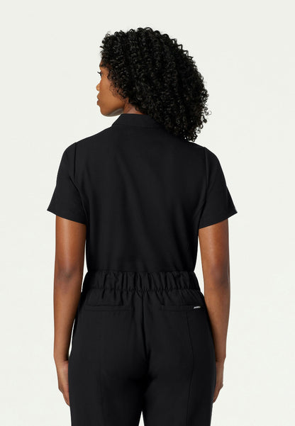 Savi Tuck-In Stand-Collar Scrub Top - Black