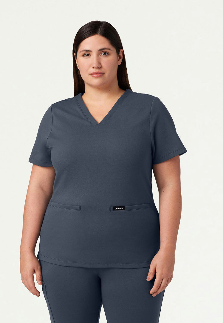 Cesi Slim UltraSOFT Scrub Top - Carbon Gray
