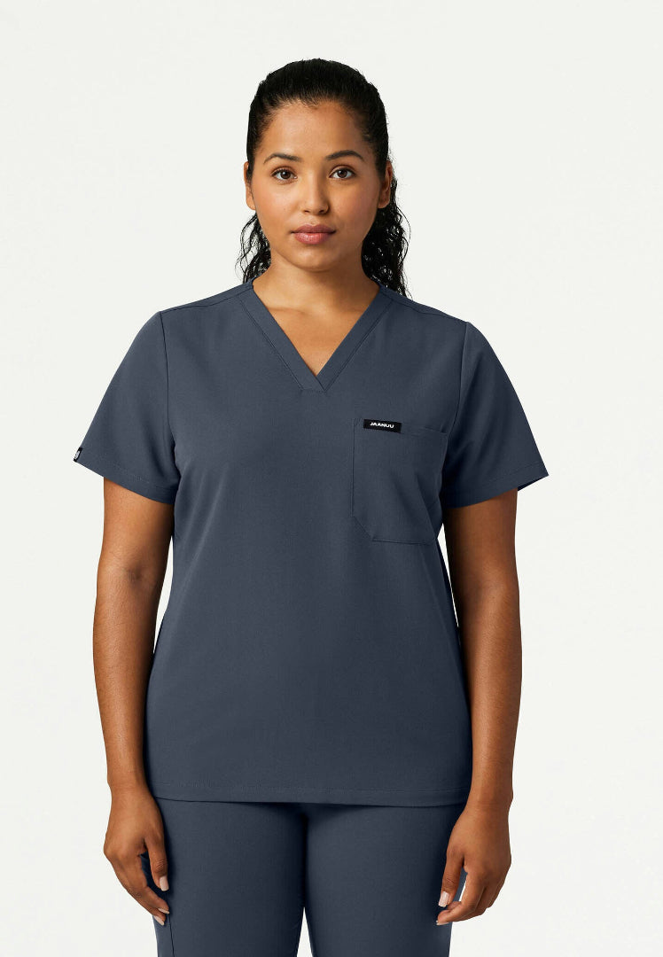 Blusa médica Rhena Slim Essential de un bolsillo - Gris carbón