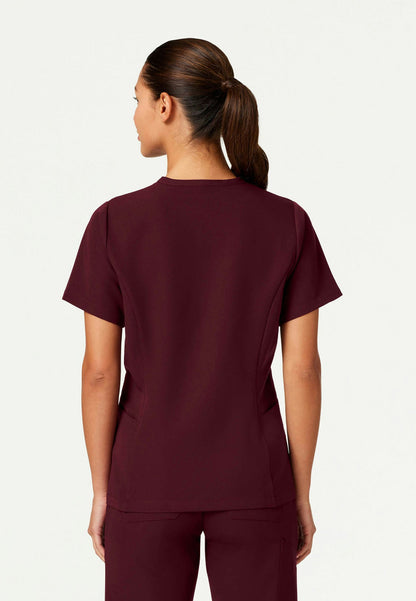 Calix Fit & Flare Scrub Top - Burgundy