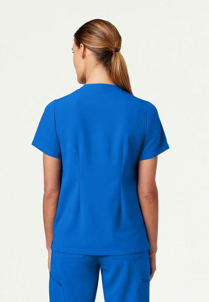 Blusa médica con cuello en V y muescas Helia - Azul rey