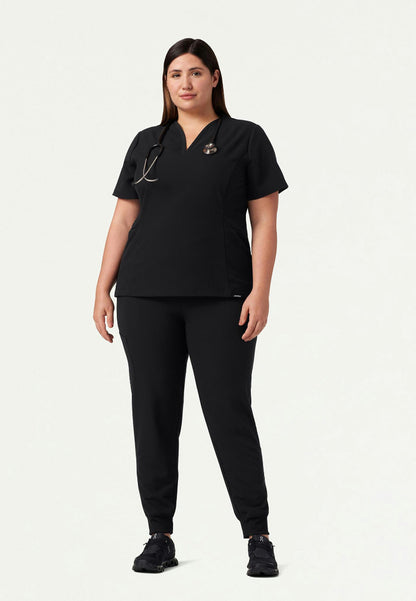 Blusa médica ajustada y acampanada Calix - Negra
