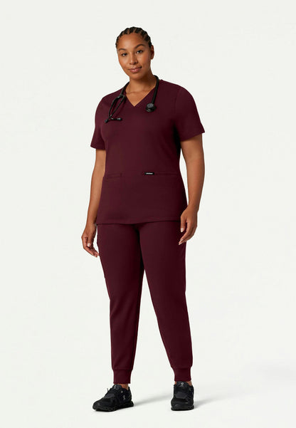 Cesi Slim UltraSOFT Scrub Top - Burgundy