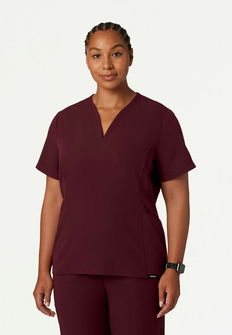 Calix Fit & Flare Scrub Top - Burgundy