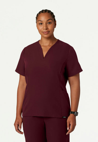 Calix Fit & Flare Scrub Top - Burgundy