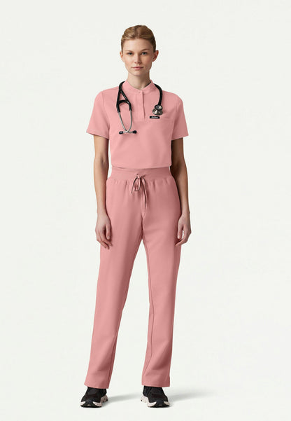 Savi Tuck-In Stand-Collar Scrub Top - Mauve