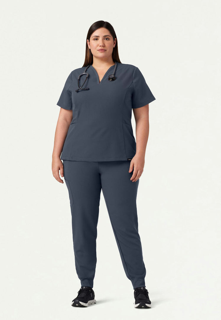Calix Fit & Flare Scrub Top - Carbon Gray