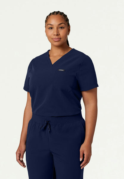 Rhena Essential 1-Pocket Scrub Top - Midnight Navy