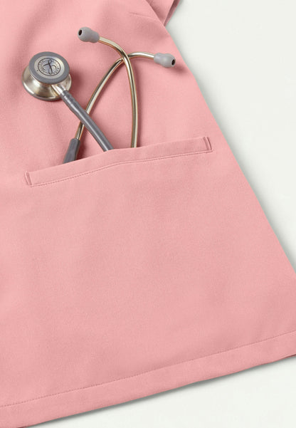 Blusa médica Helia Slim con cuello en V y muescas - Malva