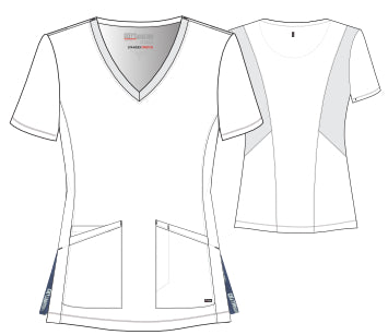 Line Drawing for Serena 3-Pocket Ribbed Scrub Top - Moonstruck