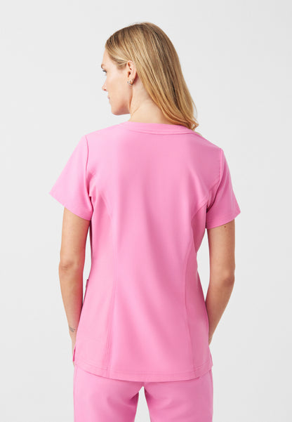 Women's 3-Pocket V-Neck Scrub Top - Dancing Blossom