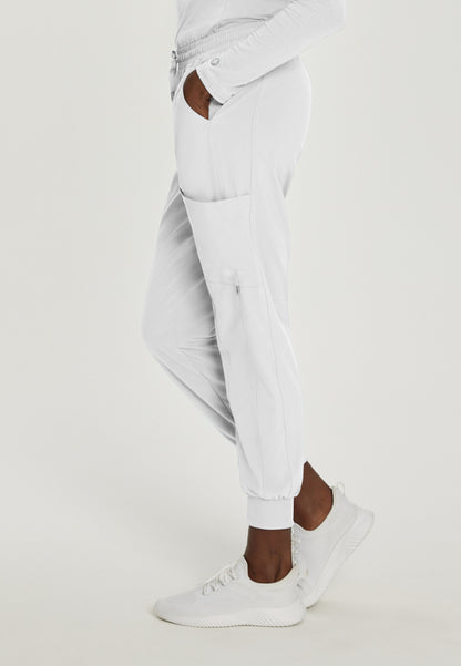 Women's Elastic Waist Jogger Scrub Pant - White