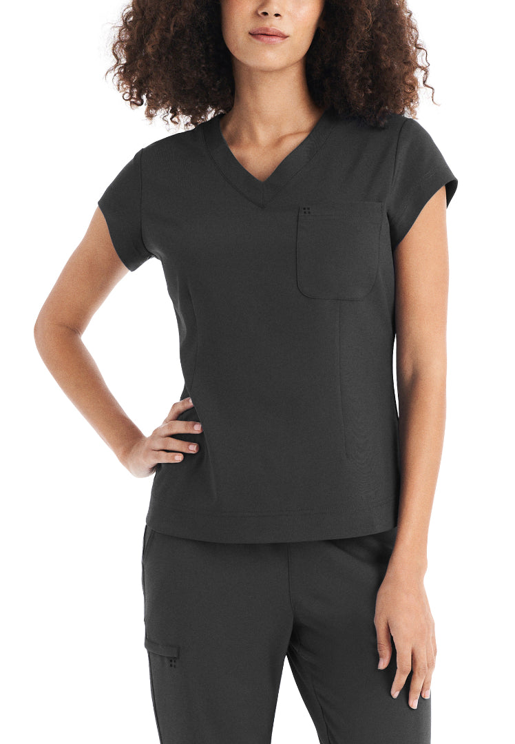 White Cross CRFT Women's 1 Pocket V-Neck Scrub Top - Pewter - The Uniform Store