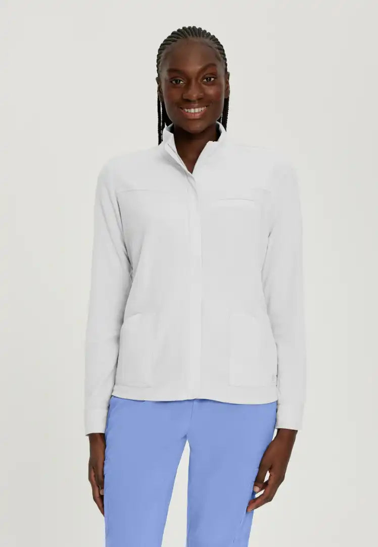 White Cross FIT Women's 3-Pocket Warm-Up Scrub Jacket - White - The Uniform Store