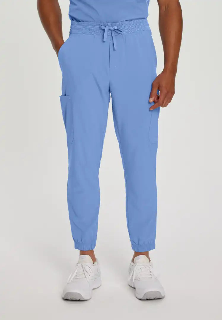 Blue and white jogger pants sales