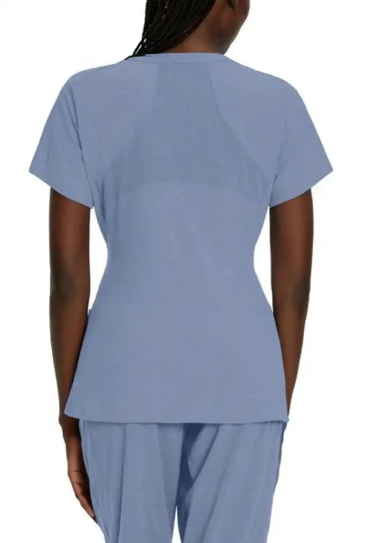 White Cross FIT Women's Quick-Dry 2-Pocket Stretch V-Neck Scrub Top - Chambray Blue - The Uniform Store