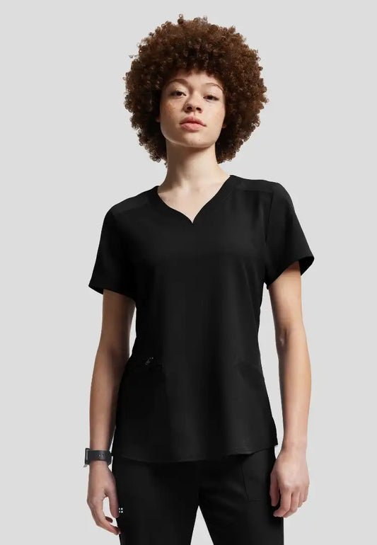 Vibe 2-Pocket V-Neck Scrub Top - Black