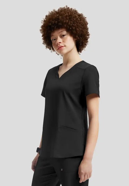 Vibe 2-Pocket V-Neck Scrub Top - Black