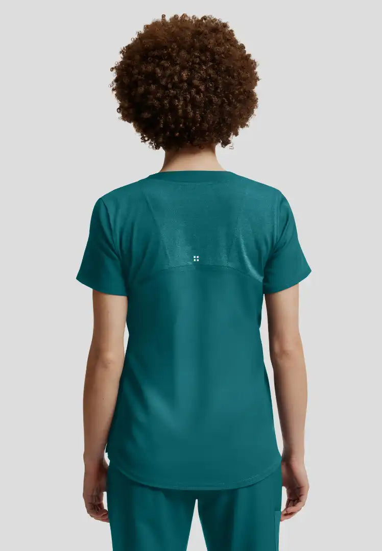 Vibe 2-Pocket V-Neck Scrub Top - Caribbean
