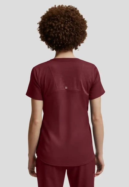 Vibe 2-Pocket V-Neck Scrub Top - Wine