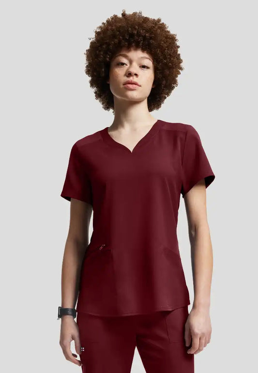 Vibe 2-Pocket V-Neck Scrub Top - Wine