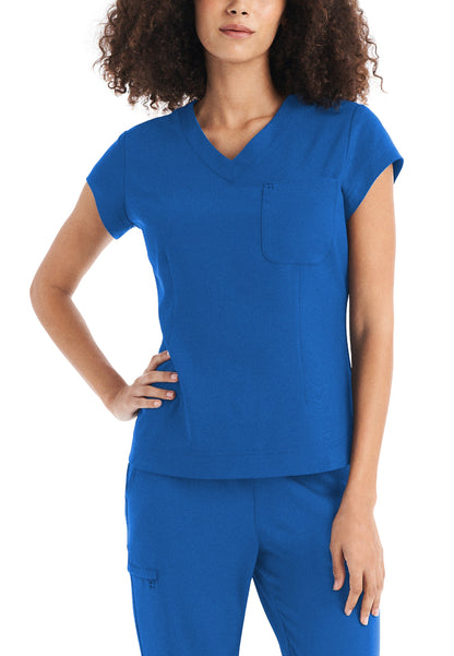 White Cross CRFT Women's 1 Pocket V-Neck Scrub Top - Royal Blue - The Uniform Store