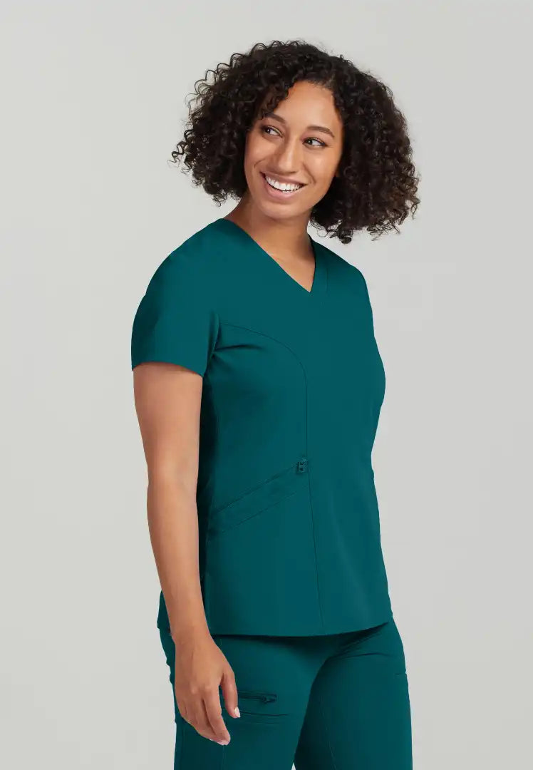White Cross V-Tess Women's 3 Pocket V-Neck Scrub Top - Caribbean - The Uniform Store