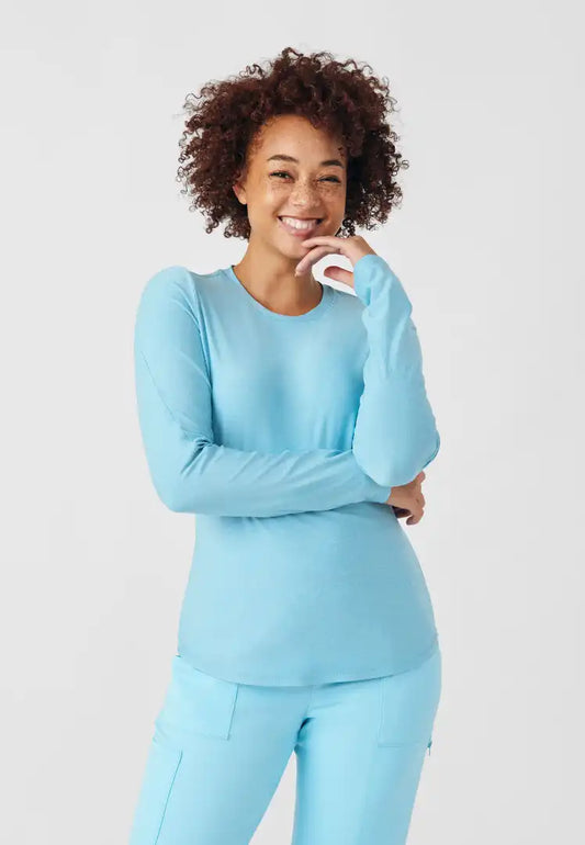 Vibe 1-Pocket Jersey Knit Underscrub - Heather Island Blue