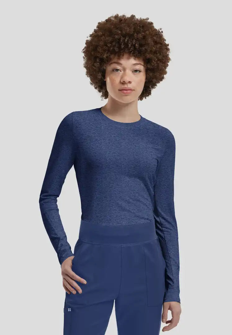 Vibe 1-Pocket Jersey Knit Underscrub - Heather Navy