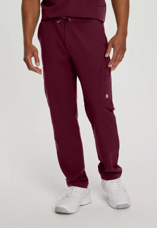 White Cross V-Tess Men's Cargo Scrub Pants - Wine - The Uniform Store