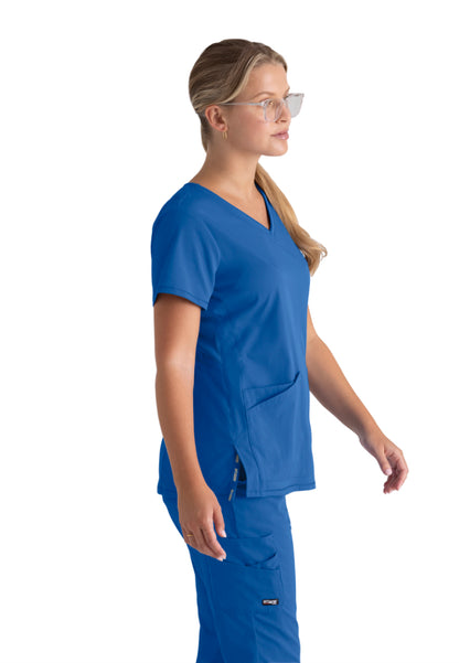 Serena 3-Pocket Ribbed Scrub Top - New Royal
